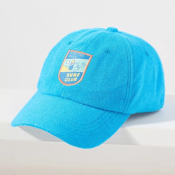ANTHROPOLOGIE Summer Sports Baseball Cap - Teal Surf Club (NWT - $38 RETAIL) - Picture 1 of 3